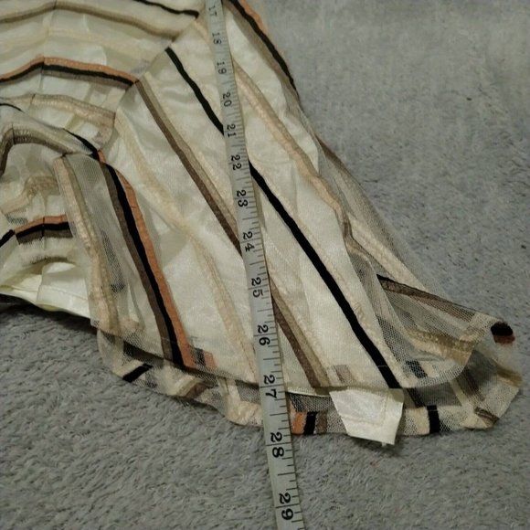 Coast Skirt Womens 12 Cream Stripe Geometric Midi Lined Zip Net Diamond Flared - Picture 5 of 15